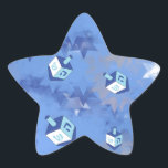 Happy Hanukkah Falling Stars and Dreidels Star Sticker<br><div class="desc">You are viewing The Lee Hiller Design Collection. Apparel,  Gifts & Collectibles Lee Hiller Photography or Digital Art Collection. You can view her Nature photography at http://HikeOurPlanet.com/ and follow her hiking blog within Hot Springs National Park.</div>