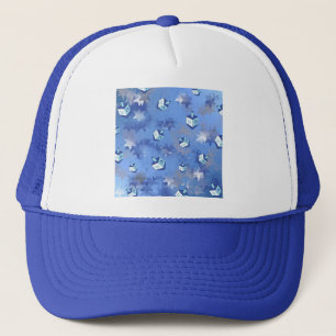 Happy Hanukkah Falling Stars and Dreidels Trucker Hat