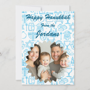 Happy Hanukkah family photo card personalise