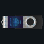 Happy Hanukkah Festival Menorah decoration USB Flash Drive<br><div class="desc">Happy Hanukkah Festival Menorah Navy Blue pattern decoration modern funny design beautiful gift,  Anniversary birthday 75th Israel,  Laptop,  USB Flash Drives. Hanukkah Jewish Holiday Trendy design,  blue neon lights illustration for Home,  Electronics,  Computer & Laptop,  USB Flash Drives</div>