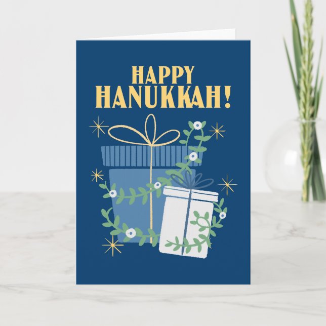 Happy Hanukkah Festival of Light Gifts Holiday Card (Front)