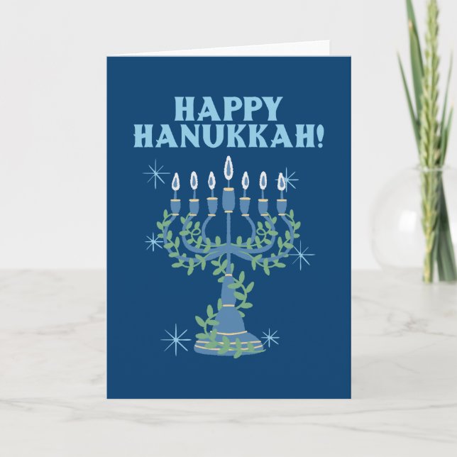 Happy Hanukkah Festival of Light Menorah Holiday Card (Front)