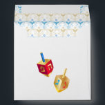 Happy Hanukkah Festival of Lights Envelope<br><div class="desc">Envelope Happy Hanukkah Festival of Lights. Beautiful Jewish Holiday Greeting Card. Jewish Holiday Hanukkah Bokeh lights background with traditional Chanukah symbols - wooden dreidels (spinning top), doughnuts, menorah, candles, star of David and glowing lights wallpaper pattern. Hanukkah Festival Decoration. Jerusalem, Israel. Invitations & Stationery, Greeting Cards, Mailing Accessories, Envelopes Holiday...</div>