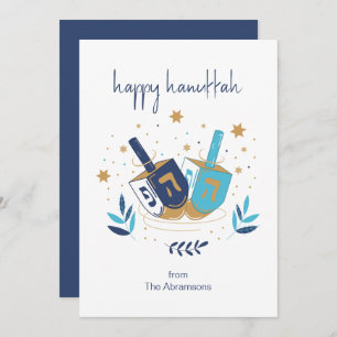 Happy Hanukkah Floral Dreidel Card (