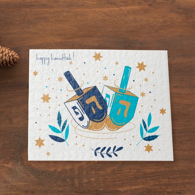 Happy Hanukkah Floral Dreidel Jigsaw Puzzle (Creator Uploaded)