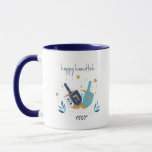 Happy Hanukkah Floral Dreidel Mug<br><div class="desc">Happy Hanukkah Floral Dreidel Mug. Personalise the custom text above. You can find additional coordinating items in our "Floral Hanukkah Menorah and Dreidel" collection.</div>