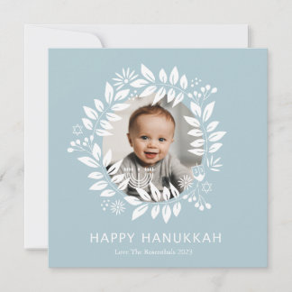 happy hanukkah floral holiday card