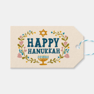 HAPPY HANUKKAH floral Jewish Holiday TO FROM Gift Tags