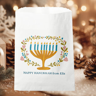 HAPPY HANUKKAH floral wreath Jewish Holiday CUSTOM Favour Bags