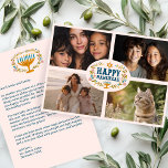 HAPPY HANUKKAH Floral Wreath Menorah Custom Photos Holiday Card<br><div class="desc">Hand drawn florals by me for you. Click "personalise" to edit and add your own text to the back and photos to the front of the card or change the font or colours. Everything is customisable. Be sure to add photos under the artwork to keep the design. For more designs...</div>