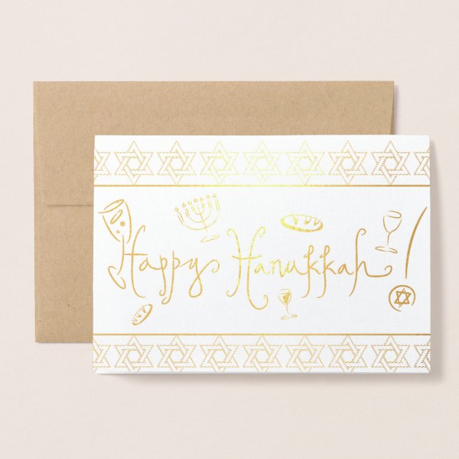 Happy Hanukkah Foil Card (Front With Envelope)
