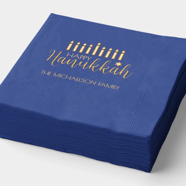 Happy Hanukkah Foil Napkins (Detail)