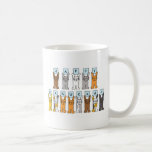 Happy Hanukkah for Cat Lover. Coffee Mug<br><div class="desc">Different coloured cartoon cats holding up pale blue cards that have letters on spelling out 'Happy Hanukkah'.</div>