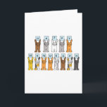 Happy Hanukkah for Cat Lover. Holiday Card<br><div class="desc">Different coloured cartoon cats holding up pale blue cards that have letters on spelling out 'Happy Hanukkah'.</div>