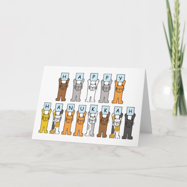 Happy Hanukkah for Cat Lover. Holiday Card (Front)