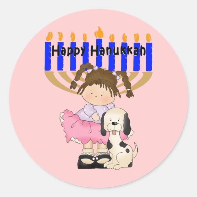 Happy Hanukkah Friends Classic Round Sticker (Front)