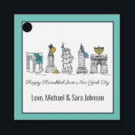 Happy Hanukkah from New York City NYC Chanukah Favour Tags<br><div class="desc">Design features an original marker illustration of New York City "dressed up" for the holiday season. Just personalise for a fun holiday gift or party favour. This design is also available on other products. Coordinating designs are also available. Don't see what you're looking for? Contact Rebecca to have something designed...</div>