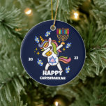 Happy Hanukkah ,funny  dabbing  unicorn Ceramic Tree Decoration<br><div class="desc">Happy Hanukkah , funny dabbing unicorn ceramic ornament,  a Hanukkah gift for women and girls .this Hanukkah Jewish holiday celebration 2023.</div>