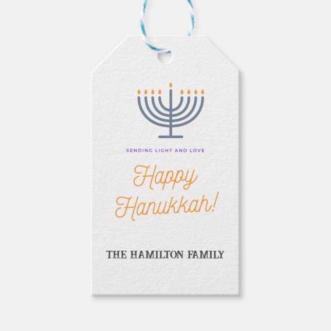 Happy Hanukkah Gift Tag - customize the name (Front)