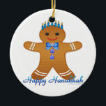 Happy Hanukkah Gingerbread Man Menorah Ceramic Tree Decoration<br><div class="desc">You are viewing The Lee Hiller Design Collection. Apparel,  Gifts & Collectibles Lee Hiller Photography or Digital Art Collection. You can view her Nature photography at http://HikeOurPlanet.com/ and follow her hiking blog within Hot Springs National Park.</div>