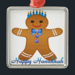 Happy Hanukkah Gingerbread Man Menorah Metal Tree Decoration<br><div class="desc">You are viewing The Lee Hiller Design Collection. Apparel,  Gifts & Collectibles Lee Hiller Photography or Digital Art Collection. You can view her Nature photography at http://HikeOurPlanet.com/ and follow her hiking blog within Hot Springs National Park.</div>