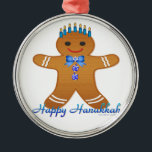 Happy Hanukkah Gingerbread Man Menorah Metal Tree Decoration<br><div class="desc">You are viewing The Lee Hiller Design Collection. Apparel,  Gifts & Collectibles Lee Hiller Photography or Digital Art Collection. You can view her Nature photography at http://HikeOurPlanet.com/ and follow her hiking blog within Hot Springs National Park.</div>