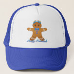 Happy Hanukkah Gingerbread Man Menorah Trucker Hat<br><div class="desc">You are viewing The Lee Hiller Design Collection. Apparel,  Gifts & Collectibles Lee Hiller Photography or Digital Art Collection. You can view her Nature photography at http://HikeOurPlanet.com/ and follow her hiking blog within Hot Springs National Park.</div>