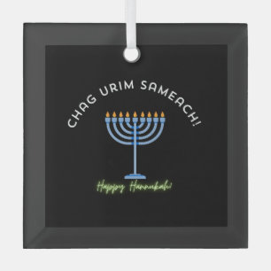 Happy Hanukkah! Glass Tree Decoration