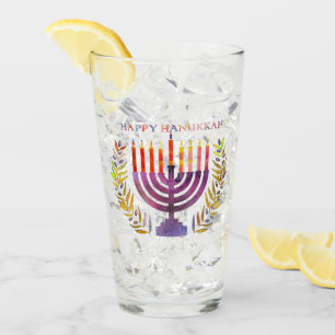 Happy Hanukkah Glass Tumbler