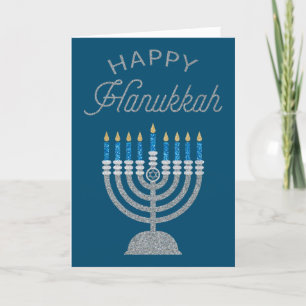 Happy Hanukkah Glitter Greeting Card