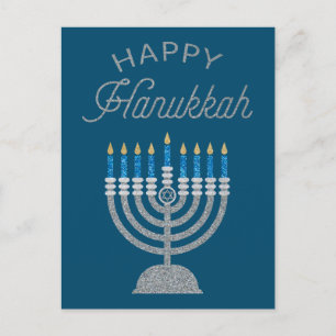 Happy Hanukkah Glitter Postcard