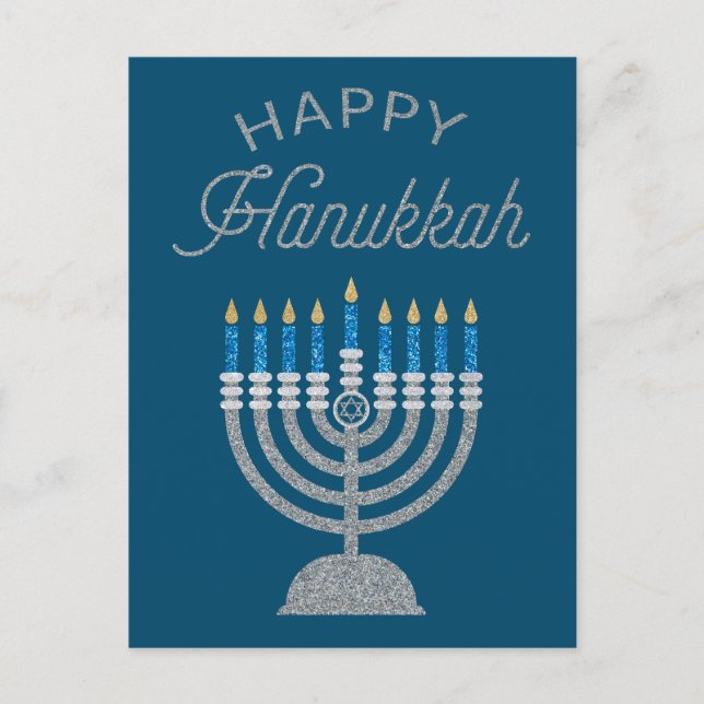 Happy Hanukkah Glitter Postcard (Front)
