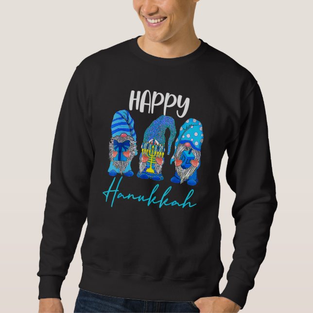 Happy Hanukkah Gnomes Menorah Dreidel Jewish Holid Sweatshirt (Front)