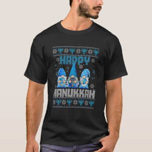 Happy Hanukkah Gnomes Menorah Jewish Holiday Ugly T-Shirt