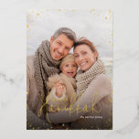 Happy Hanukkah | Gold Glitz Photo Overlay<br><div class="desc">Affordable custom printed holiday photo cards with real gold foil accents. This chic modern design has a gold glitter photo overlay border and stylish script typography. The wording says "Happy Hanukkah". Personalise it with your photo and add your family name and the year. Reverse side has space for additional photos...</div>