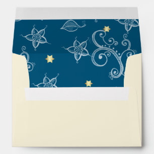 Happy Hanukkah. Gold Menorah & Floral Pattern Envelopes