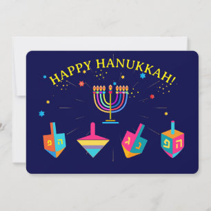 Happy Hanukkah Gold Menorah Jewish Holiday Card
