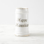Happy Hanukkah Gold Typography Elegant Chanukah Beer Stein<br><div class="desc">Happy Hanukkah Golden Text Typography Elegant Chanukah Festival of Lights Celebration Beer Stein Mug</div>