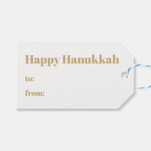 Happy Hanukkah gold white to from modern Gift Tags