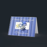 Happy Hanukkah Grandson Card<br><div class="desc">Hanukkah card for grandson with Stars of David on blue striped background.</div>