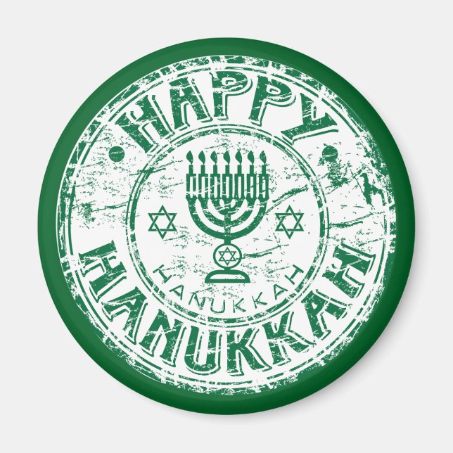 Happy Hanukkah Green Magnet (Front)