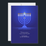 Happy Hanukkah Greeting Card<br><div class="desc">A beautiful Hanukkah greeting card with a royal blue background and a lit menorah. (Holiday Vectors by Vecteezy). The card is easy to customise with your wording, font, font colour, paper shape and choice of paper type. Not exactly what you're looking for? All our products can be custom designed to...</div>