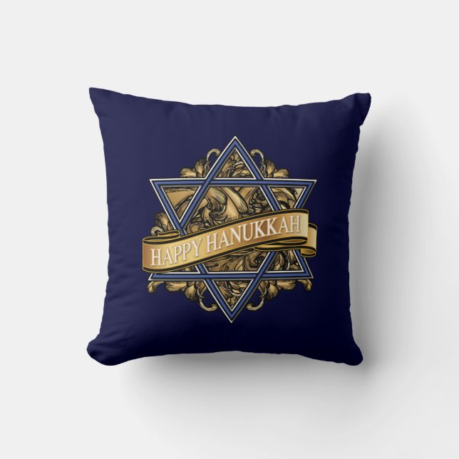 Happy Hanukkah Greeting Cushion (Front)