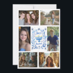 HAPPY HANUKKAH Hand-Drawn CUSTOM 6 PHOTO  Holiday Card<br><div class="desc">Hope you like this holiday design. Click "personalise" to edit and add your own photos and text to the front and back. Also available as digital download to send via email or text message and save on postage. Check my shop for more matching items like greeting cards, postcards, stickers, mugs,...</div>