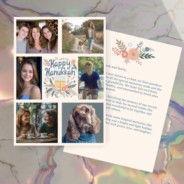 HAPPY HANUKKAH Hand-Drawn CUSTOM 6 PHOTO  Holiday Card (HAPPY HANUKKAH Hand-Drawn CUSTOM 6 PHOTO Holiday Card
)