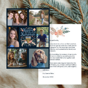 HAPPY HANUKKAH Hand-Drawn CUSTOM 6 PHOTO  Holiday Card