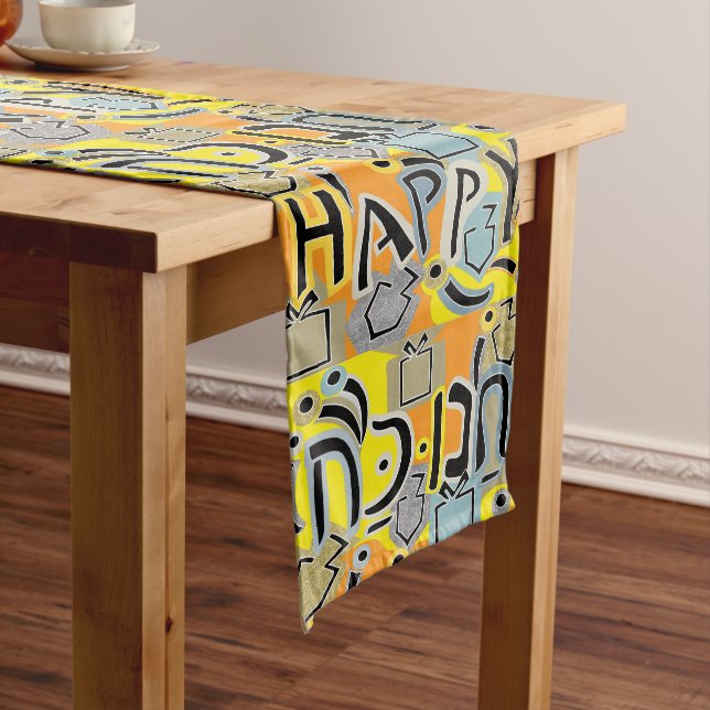 Happy Hanukkah Happy Long Table Runner (In Situ)