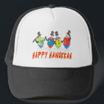 Happy Hanukkah HAT<br><div class="desc">This Happy Hanukkah dancing dreidels hat can be worn as a  Holiday greeting or given as a  Chanukah gift.  It is a unique artistic work.</div>