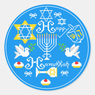 Happy Hanukkah Holiday Classic Round Sticker
