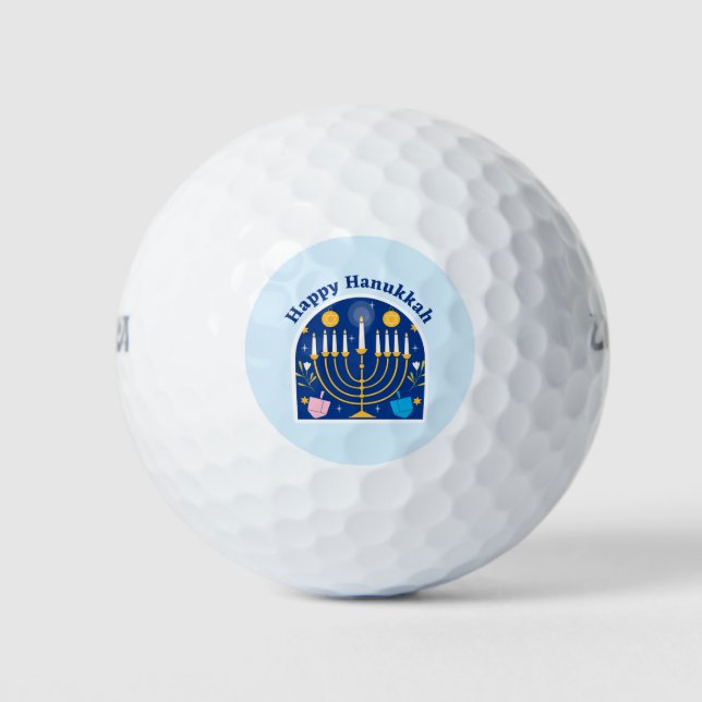 Happy Hanukkah Holiday Festive Golf Balls (Front)